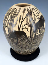 Mata Ortiz Etched Wildlife Pottery Vase