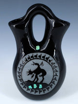 Vase de mariage tortue en poterie noire San Juan Pueblo