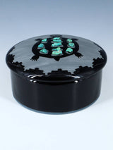 Boîte à bijoux colibri en poterie noire San Juan Pueblo