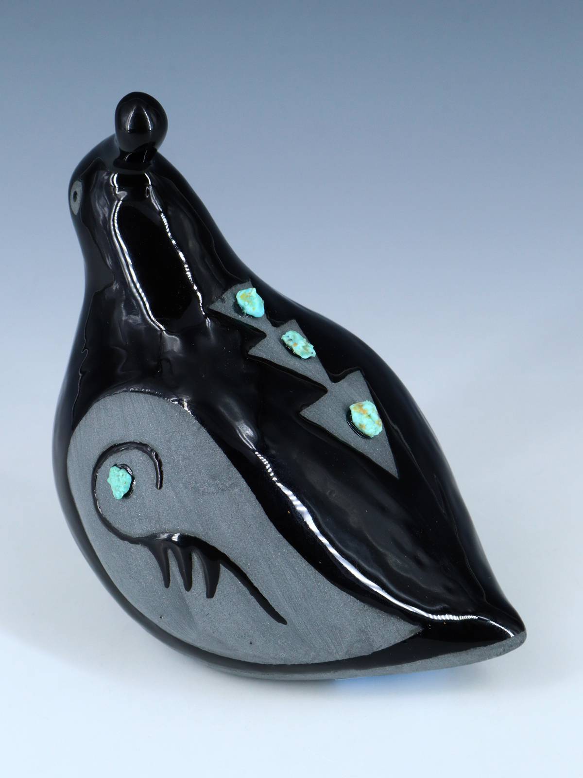 Caille de poterie noire de San Juan Pueblo
