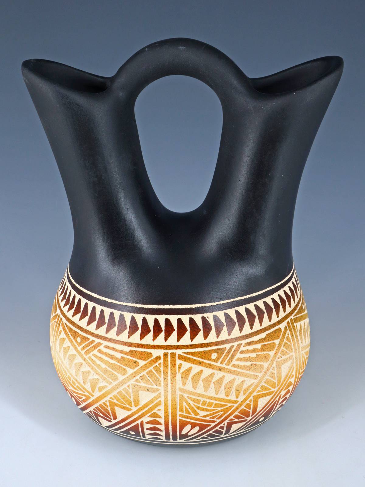 Laguna Pueblo Etched Bear Pottery Wedding Vase