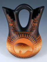 Laguna Pueblo Etched Bear Pottery Wedding Vase