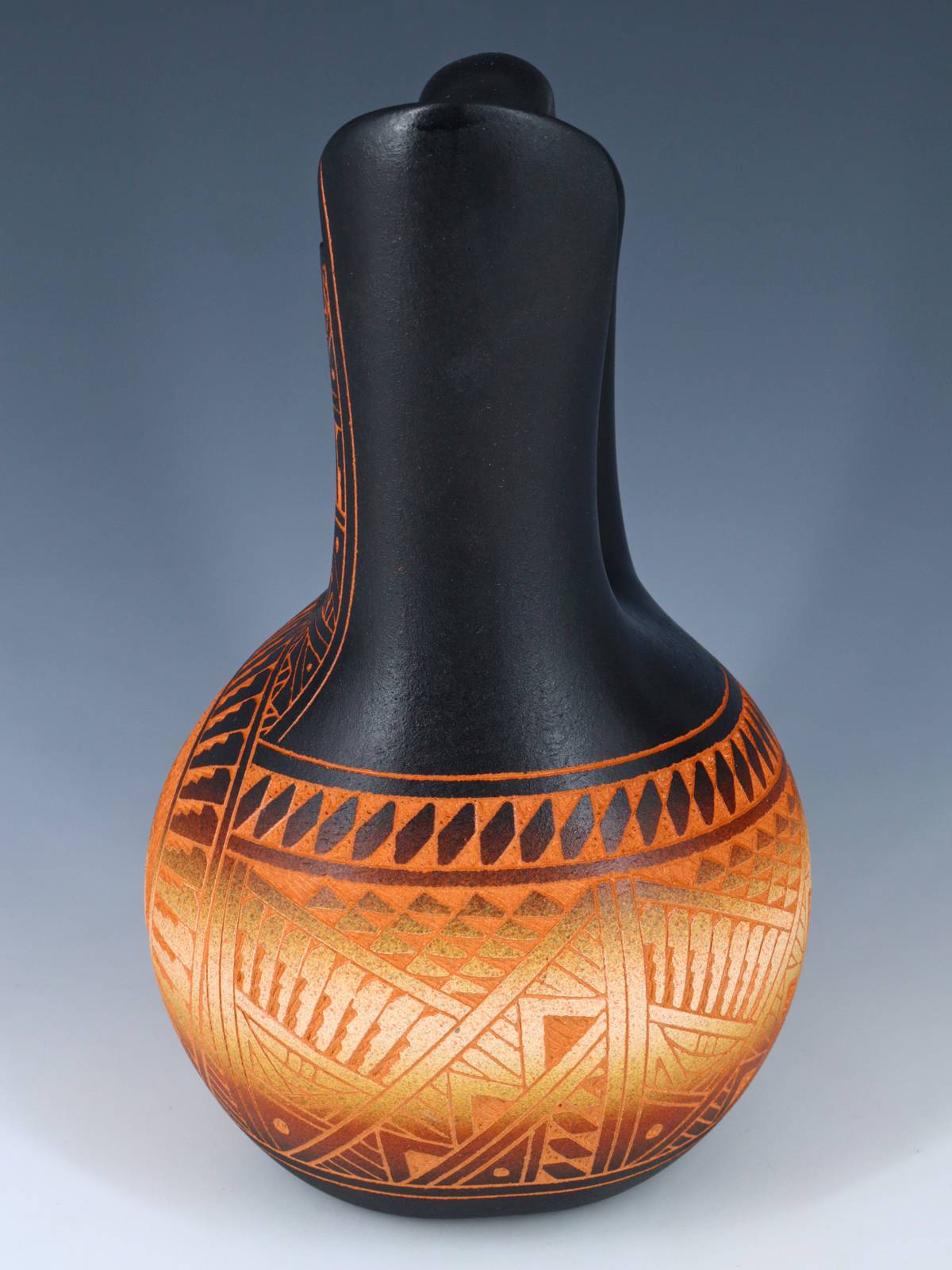 Laguna Pueblo Etched Bear Pottery Wedding Vase
