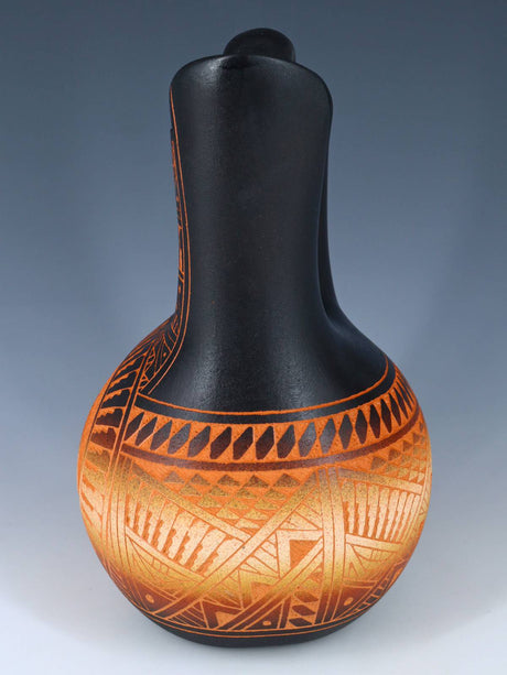 Laguna Pueblo Etched Bear Pottery Wedding Vase