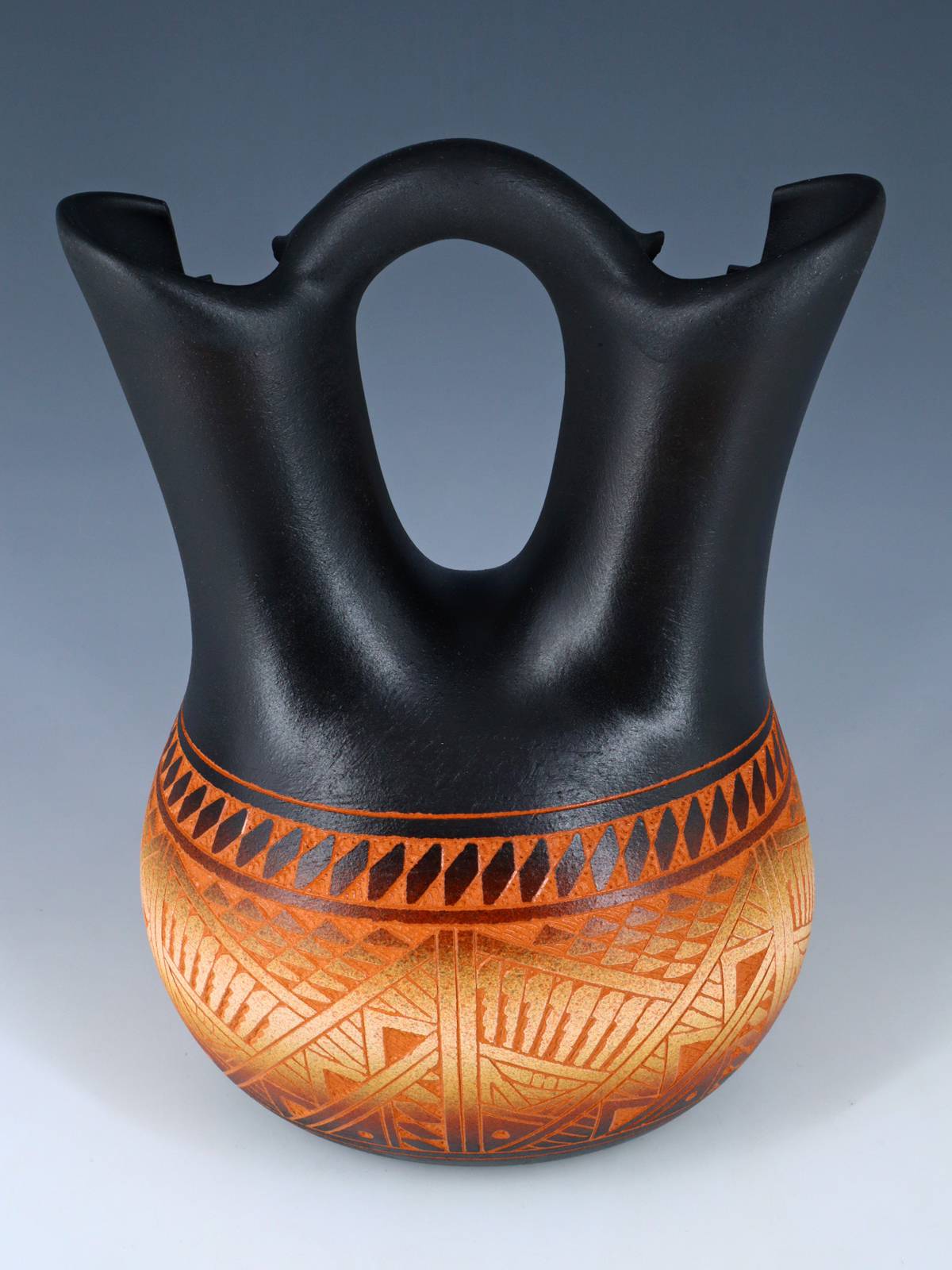 Laguna Pueblo Etched Bear Pottery Wedding Vase