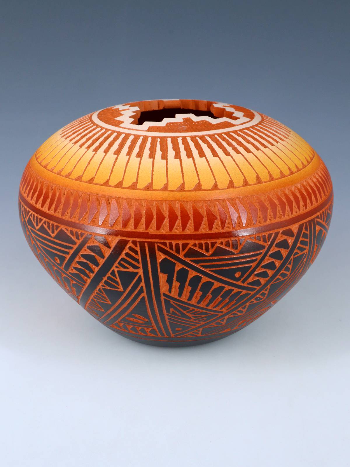 Acoma Pueblo Etched Pottery Seed Pot