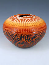 Acoma Pueblo Etched Pottery Seed Pot