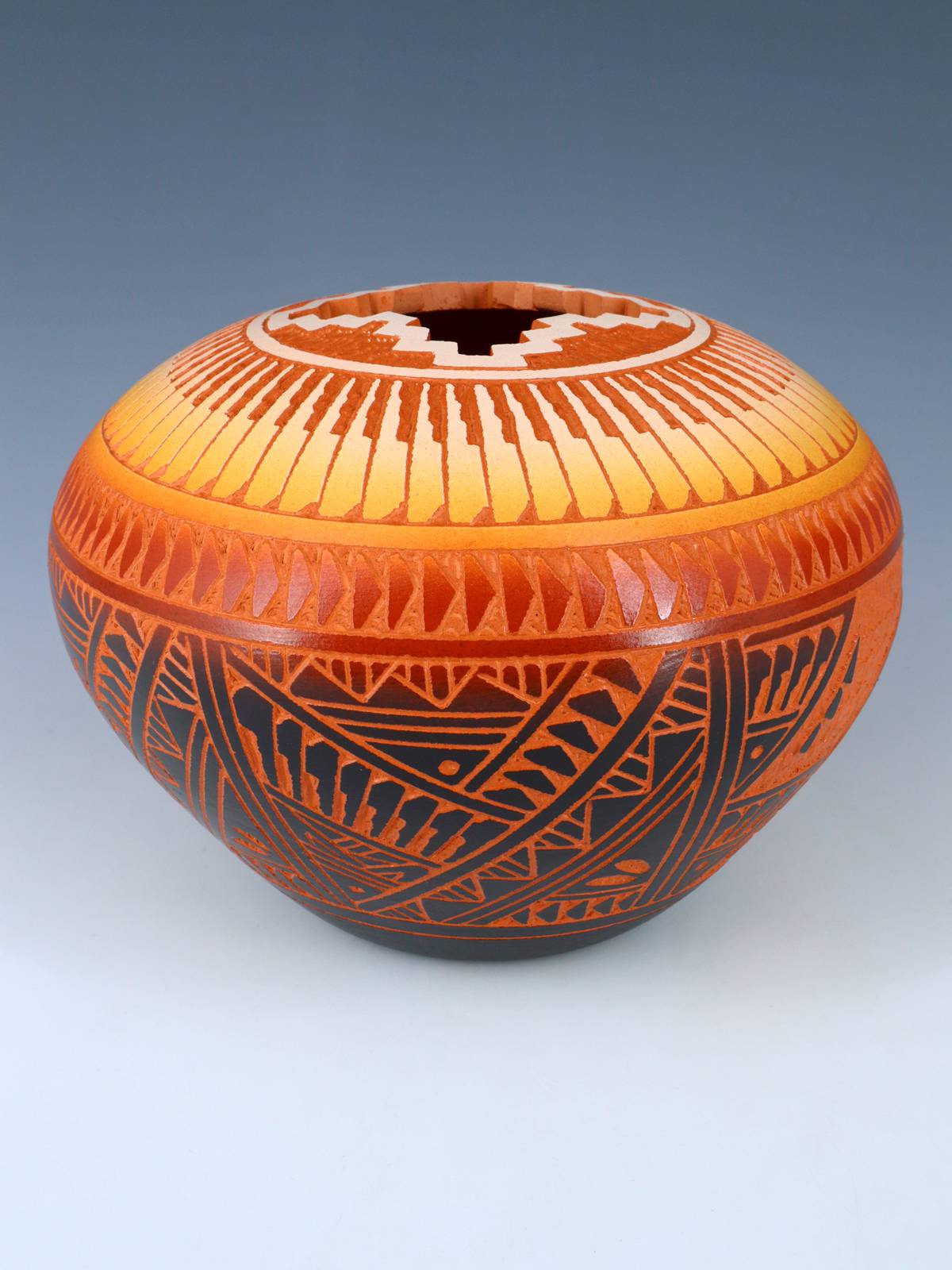 Acoma Pueblo Etched Pottery Seed Pot
