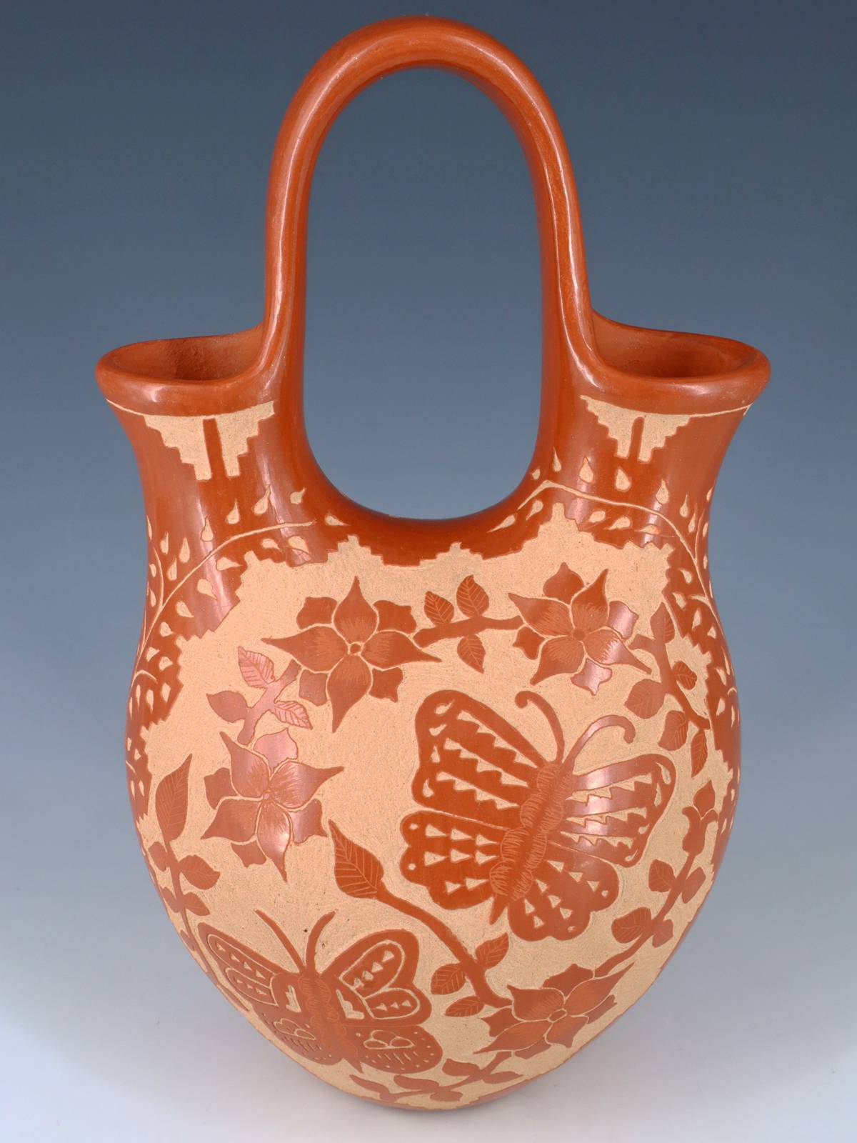 Pot de graines de papillon gravé Jemez Pueblo Pottery