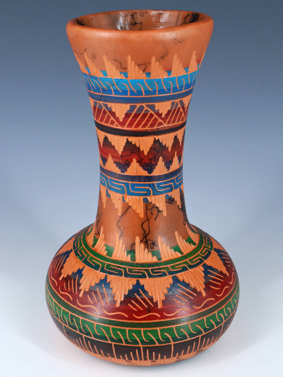 Navajo Etched Horsehair Pottery Vase