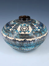 Poterie en crin de cheval peinte ours gravé