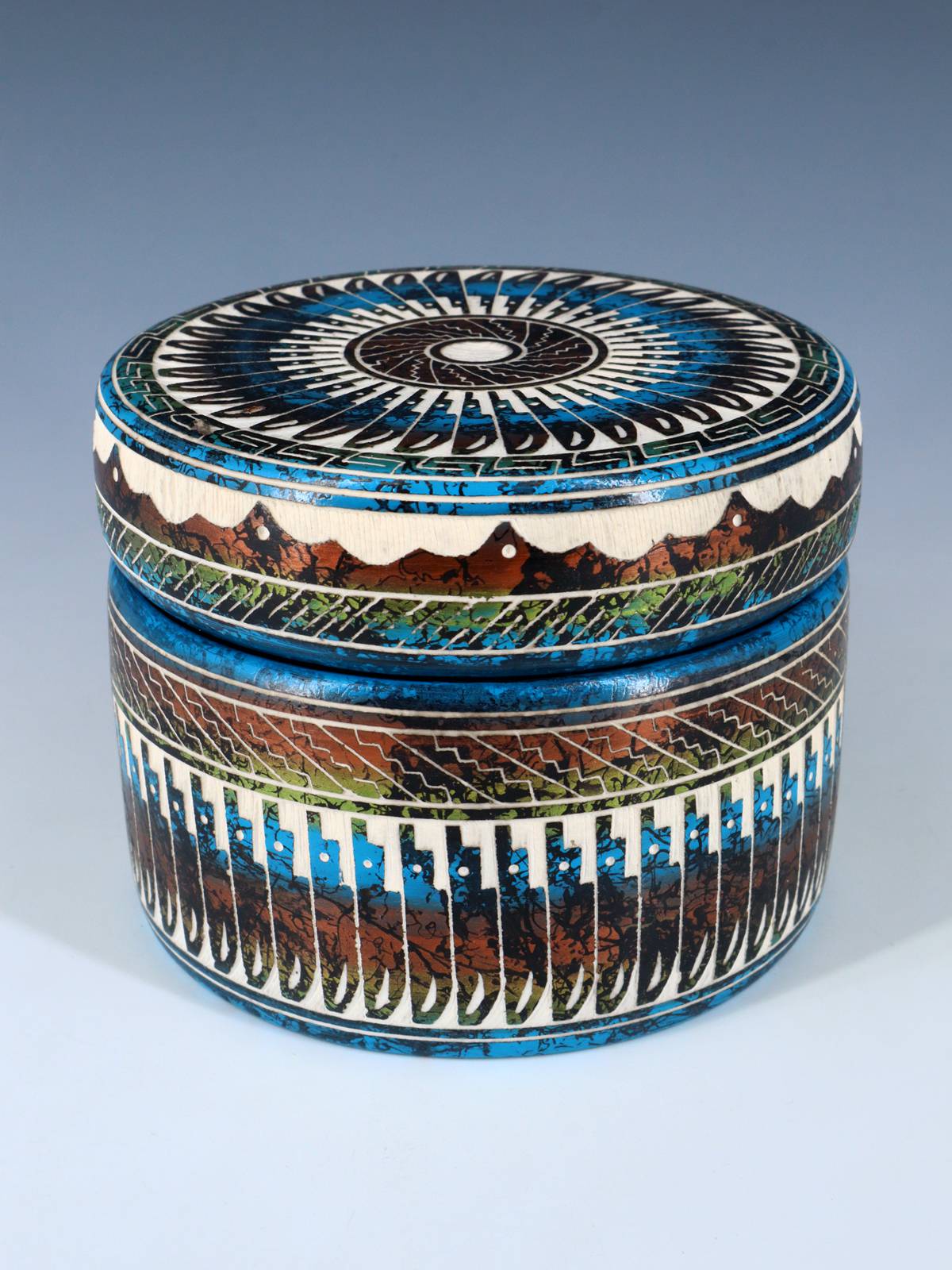 Navajo Etched Pottery Jewelry Box