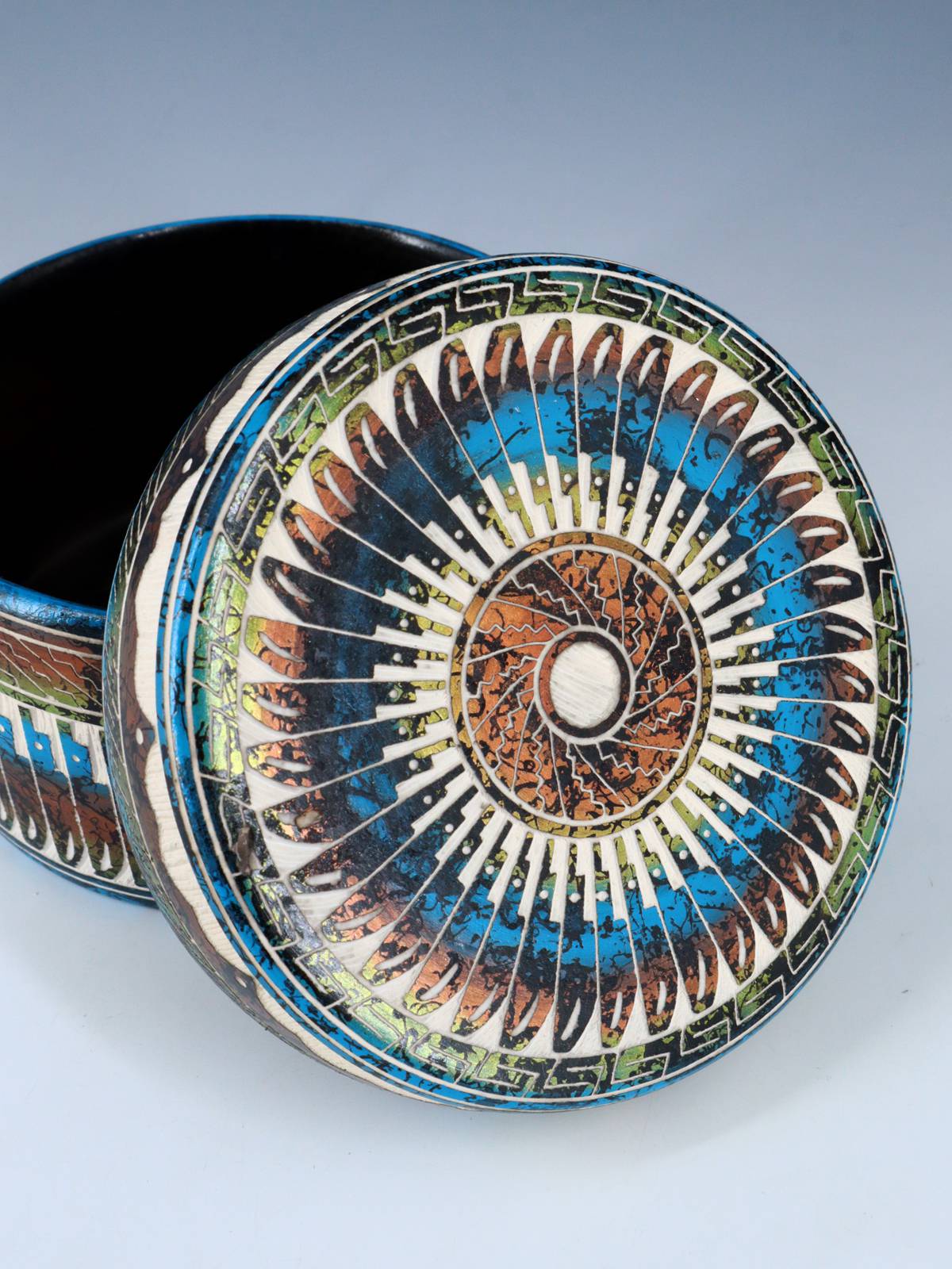 Navajo Etched Pottery Jewelry Box