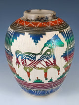 Vase de poterie en crin de cheval gravé Navajo