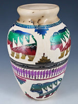 Etched Bear Navajo Horsehair Pottery Vase