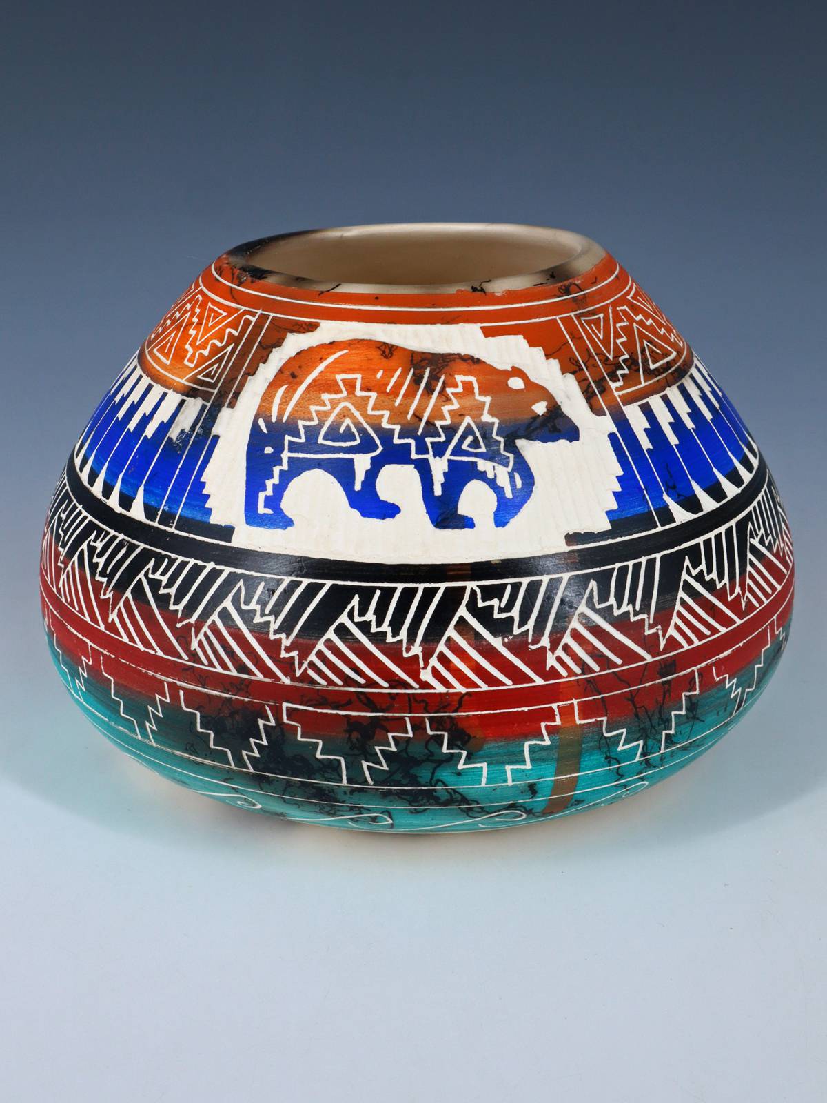 Navajo Etched Bear Horsehair Pottery