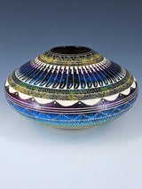 Poterie en crin de cheval peinte ours gravé