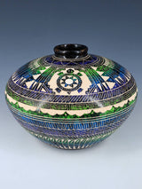 Poterie en crin de cheval peinte ours gravé