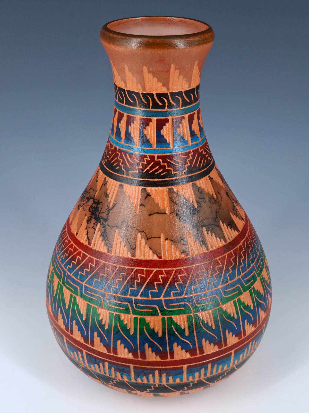 Navajo Etched Horsehair Pottery Vase