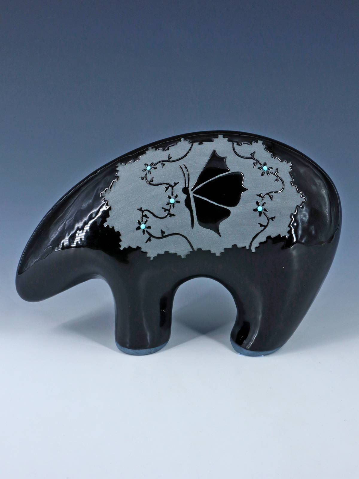 San Juan Pueblo Black Pottery Bear