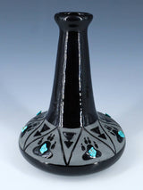 San Juan Pueblo Black Bear Paw Pottery Vase
