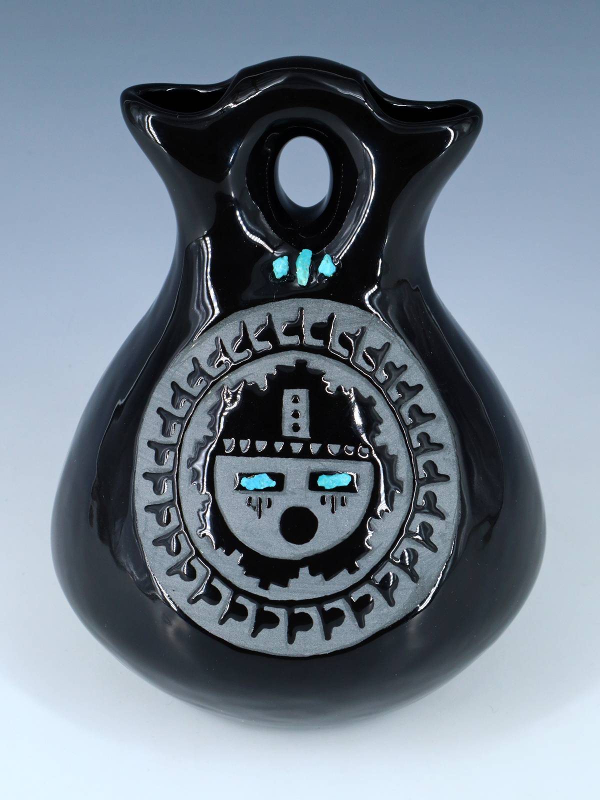 San Juan Pueblo Black Pottery Wedding Vase