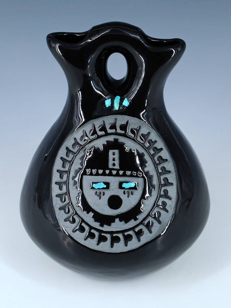 San Juan Pueblo Black Pottery Wedding Vase - PuebloDirect.com