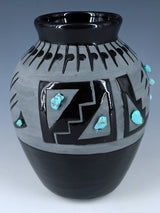 San Juan Pueblo Black Pottery Vase