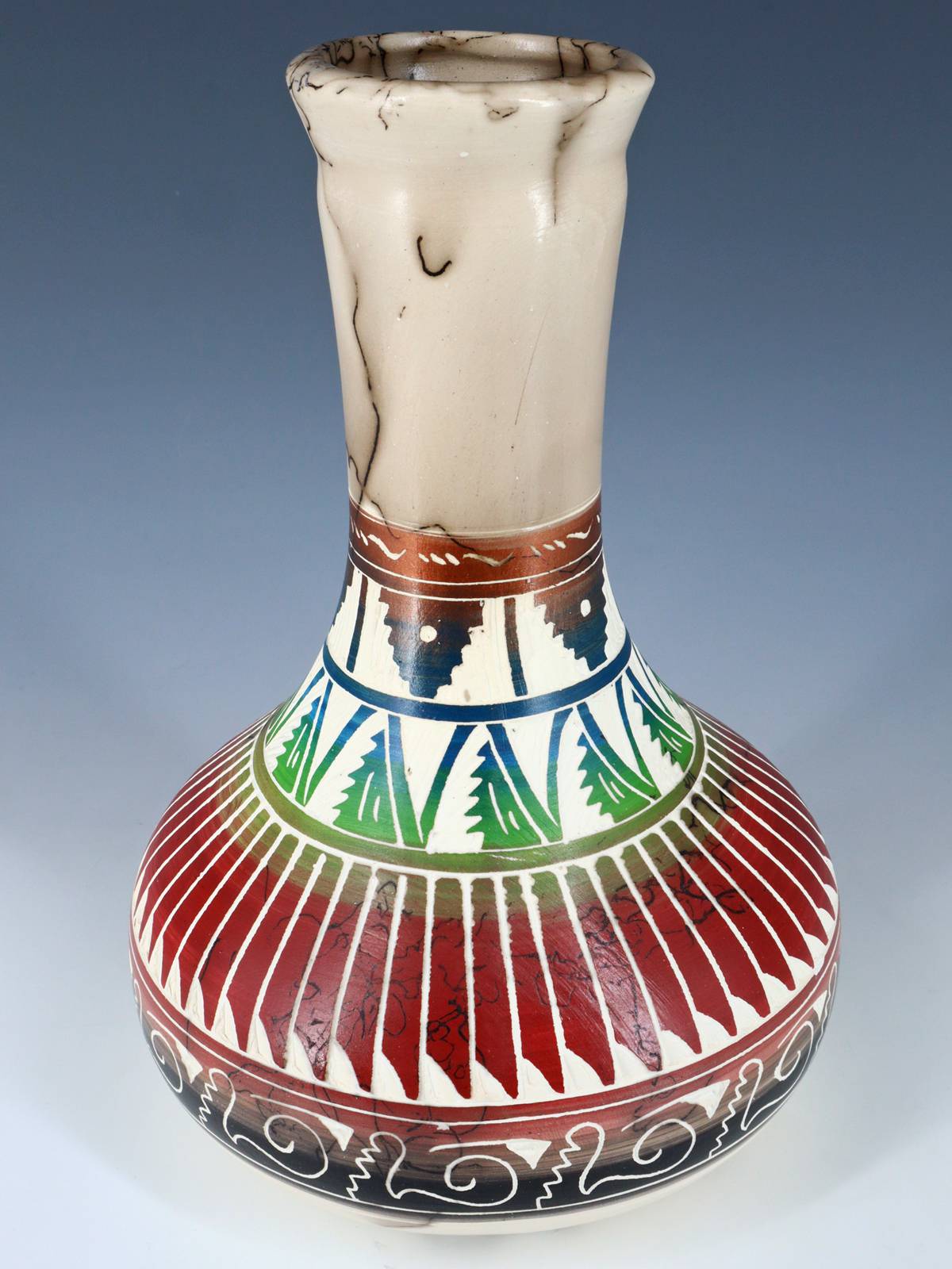 Navajo Etched Horsehair Pottery Vase