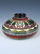 Poterie en crin de cheval peinte ours gravé