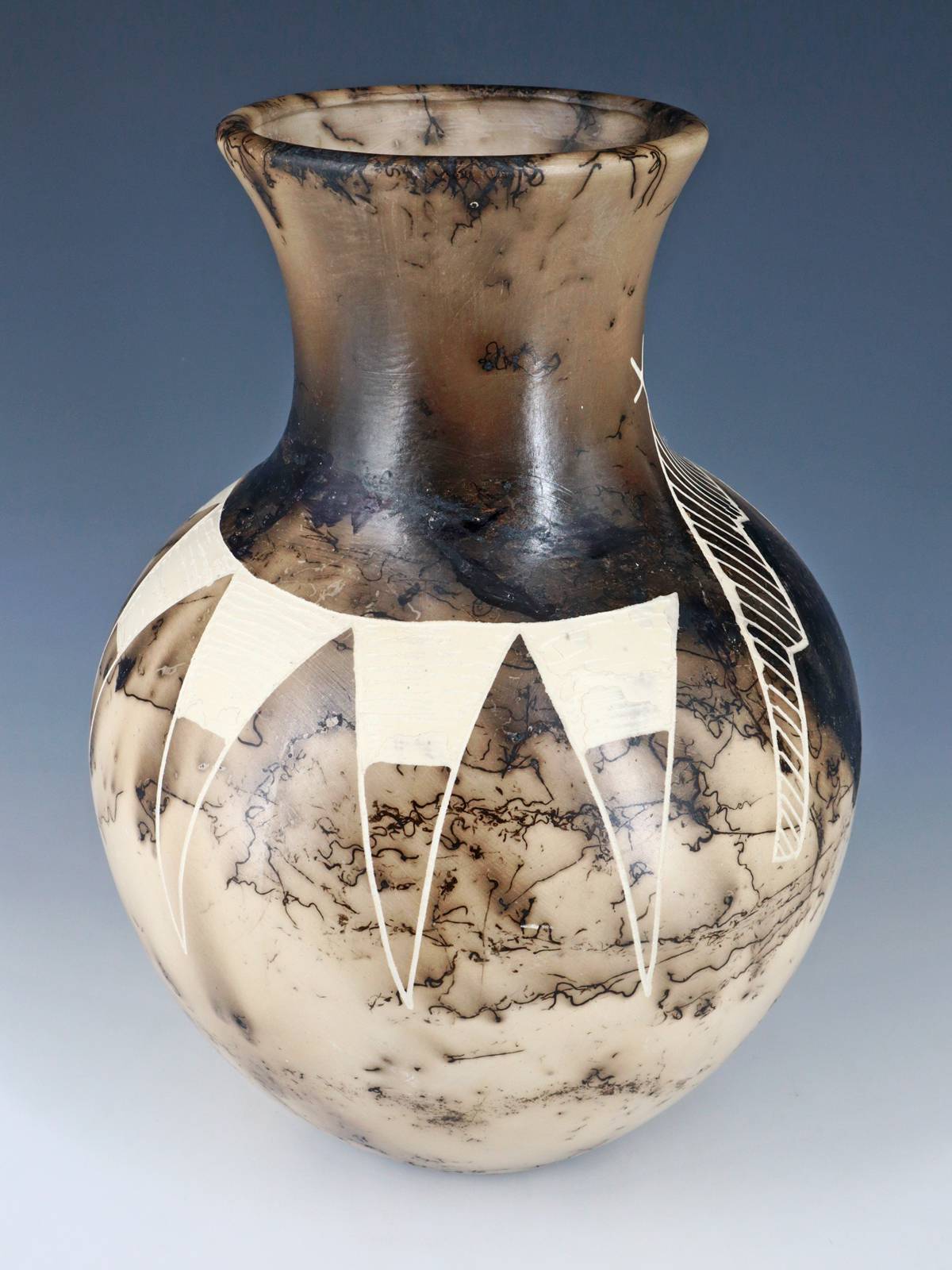Acoma Pueblo Etched Horsehair Pottery Vase