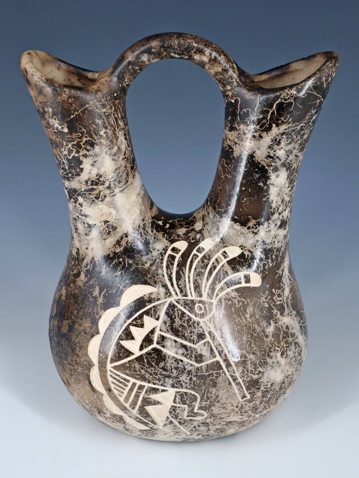 Acoma Etched Horsehair Wedding Vase Pottery