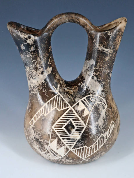 Acoma Etched Horsehair Wedding Vase Pottery
