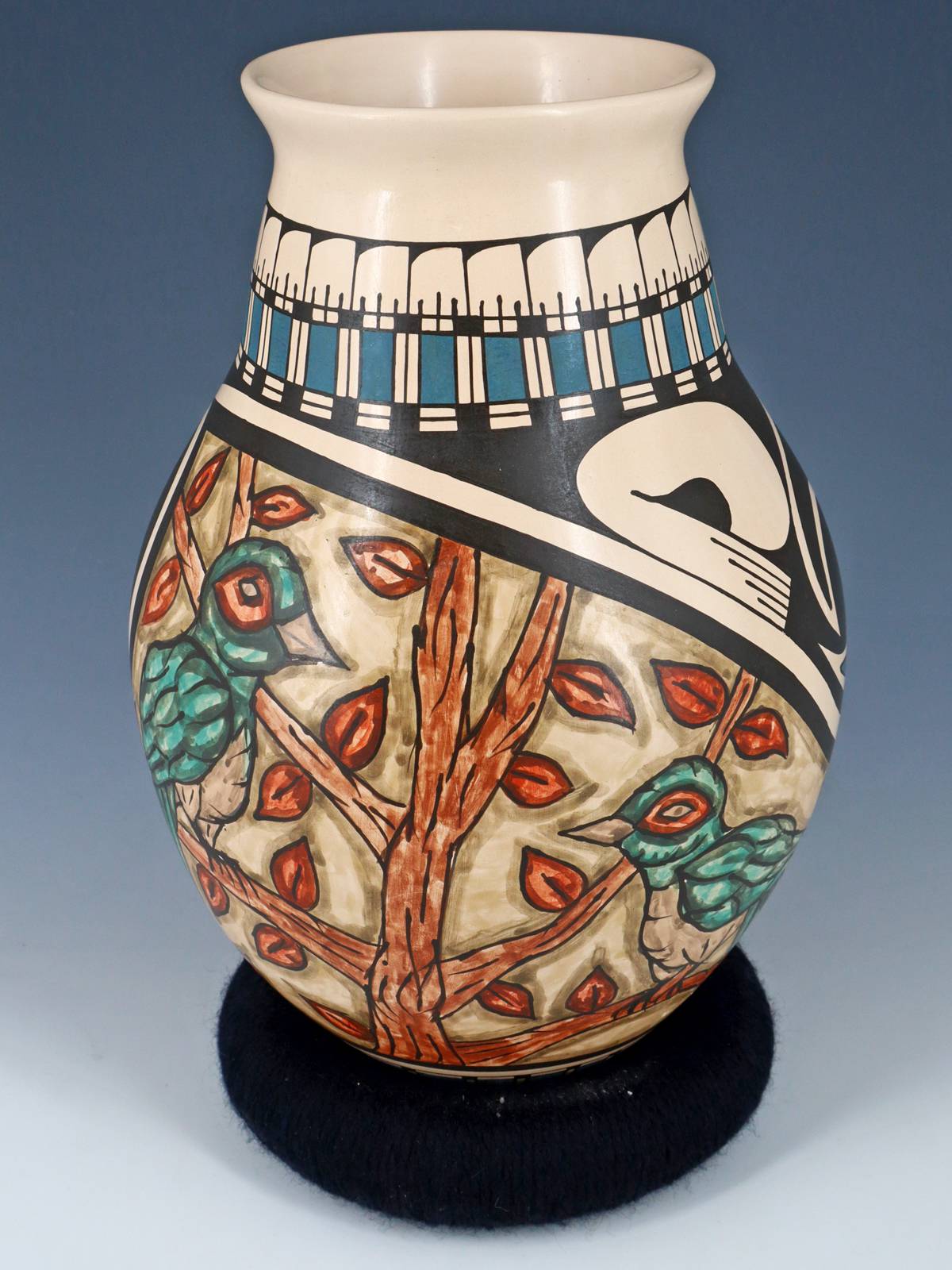 Mata Ortiz Hand Coiled Painted Bird Pottery