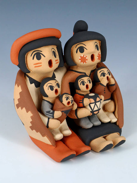 Jemez Pueblo Pottery Storyteller Family Figurine - PuebloDirect.com