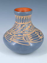 Jemez Pueblo Hand Coiled Etched Pottery Vase