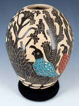 Mata Ortiz Hand Coiled Wildlife Etched Pottery