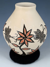 Mata Ortiz Hand Coiled Etched Butterfly Pottery