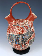 Mata Ortiz Hand Coiled Wildlife Wedding Vase Pottery - PuebloDirect.com