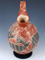 Mata Ortiz Hand Coiled Wildlife Wedding Vase Pottery - PuebloDirect.com