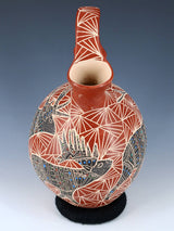 Mata Ortiz Hand Coiled Wildlife Wedding Vase Pottery - PuebloDirect.com