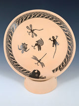 Mata Ortiz Hand Coiled Etched Animal and Bug Pottery Plate