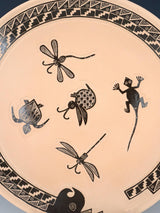 Mata Ortiz Hand Coiled Etched Animal and Bug Pottery Plate