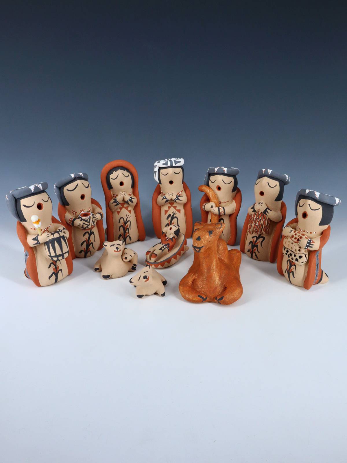 Jemez Pueblo Pottery 11 Piece Nativity Storyteller Set - PuebloDirect.com