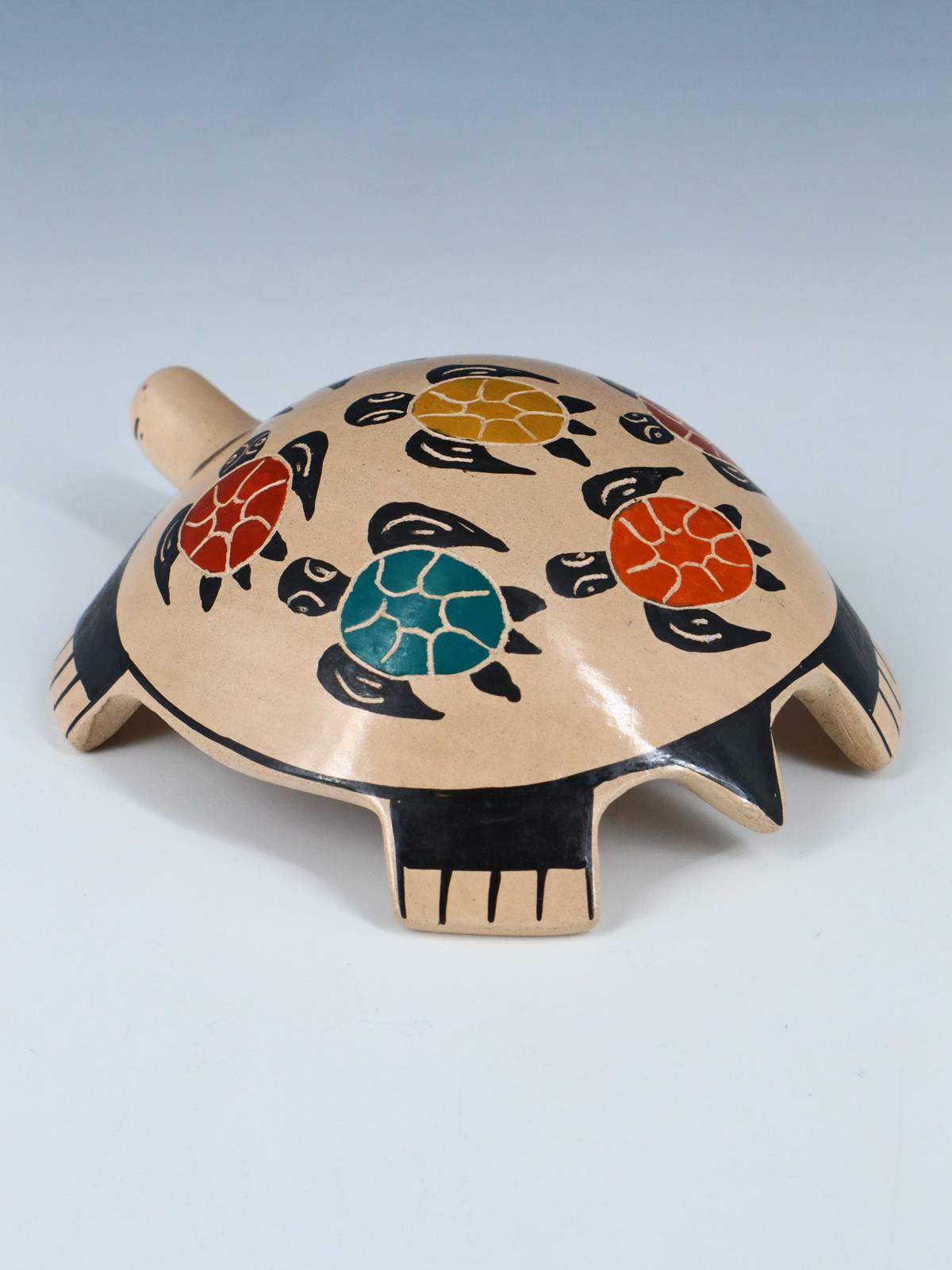Small Mata Ortiz Hand Coiled Pottery Turtle Figurine - PuebloDirect.com