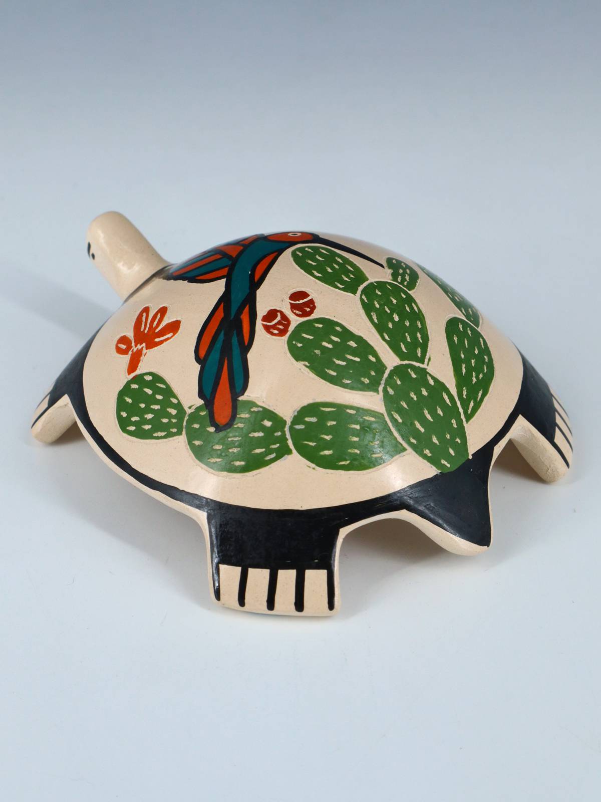 Small Mata Ortiz Hand Coiled Pottery Turtle Figurine - PuebloDirect.com
