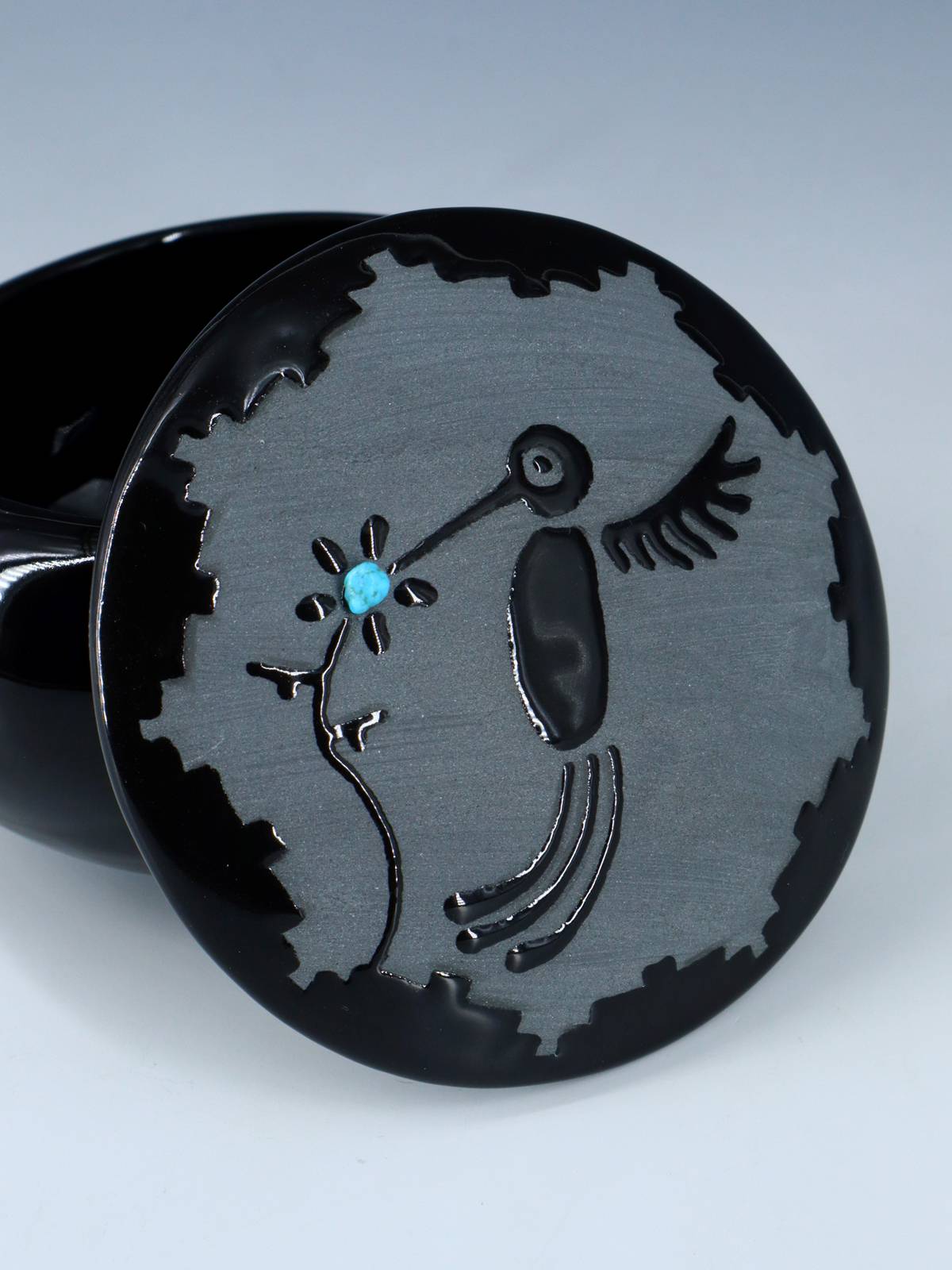 San Juan Pueblo Black Pottery Hummingbird Jewelry Box - PuebloDirect.com