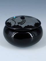 San Juan Pueblo Black Pottery Hummingbird Jewelry Box - PuebloDirect.com
