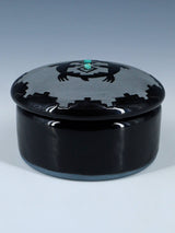 San Juan Pueblo Black Pottery Turtle Jewelry Box - PuebloDirect.com