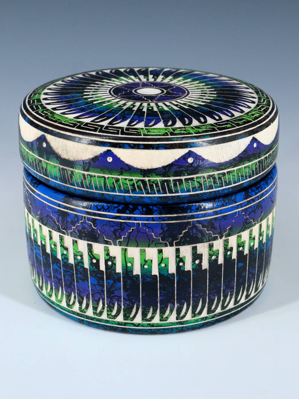 Navajo Etched Pottery Jewelry Box - PuebloDirect.com